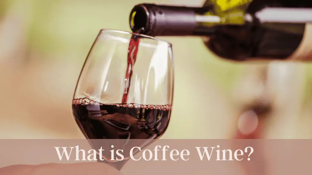 Coffee wine pouring into a glass. The caption reads "What is Coffee Wine?"